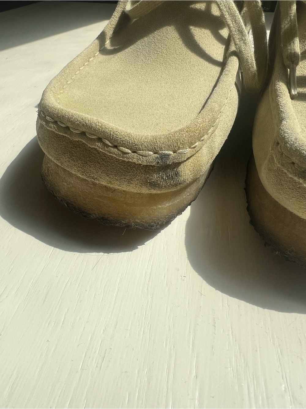 Clarks Wallabee Boots US M 10 Khaki Beige Suede Mid Men's Shoes - Picture 6 of 6